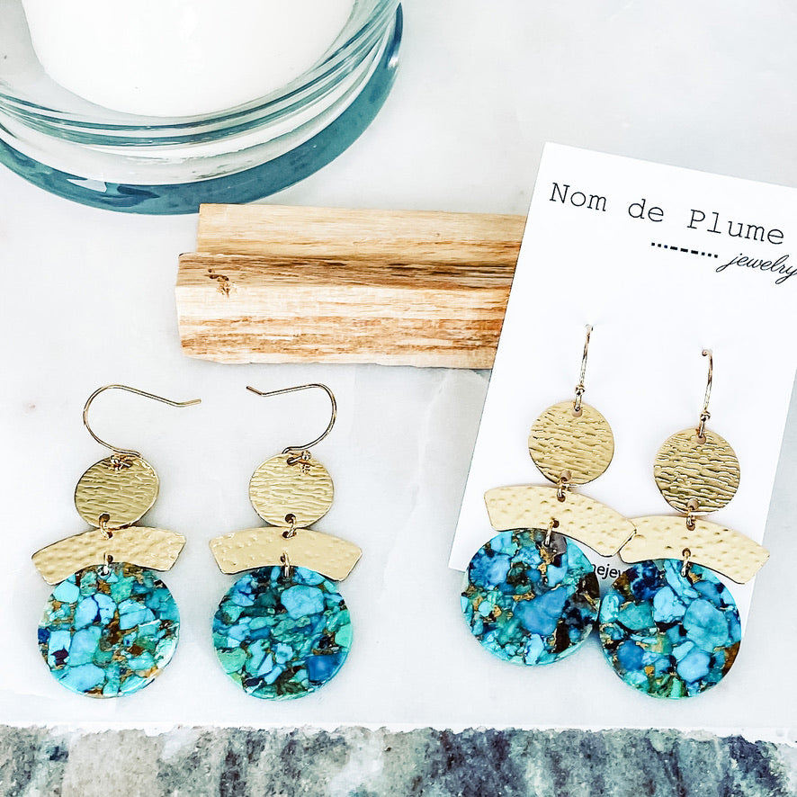 Slice of Turquoise Geo Earrings
