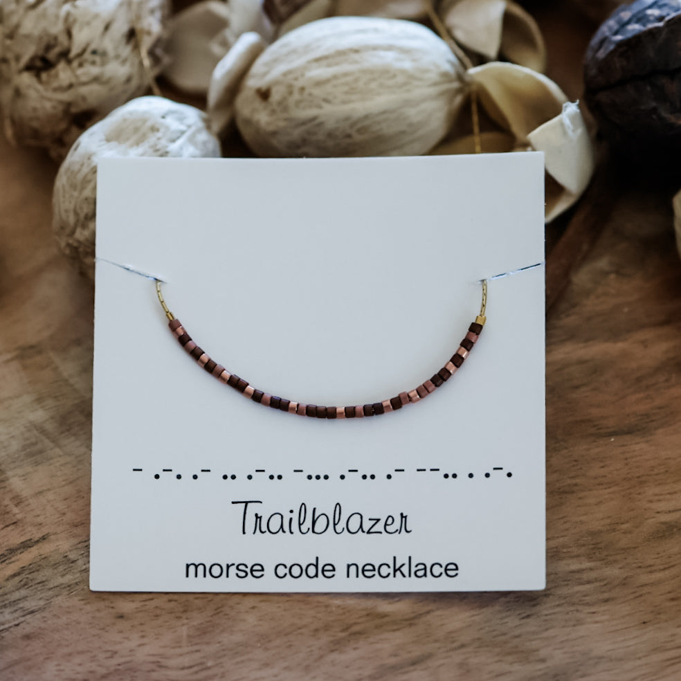 Morse Code Necklace in Mocha