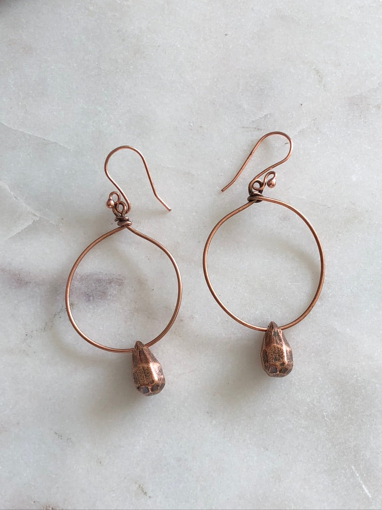 Hammered Teardrop Hoops