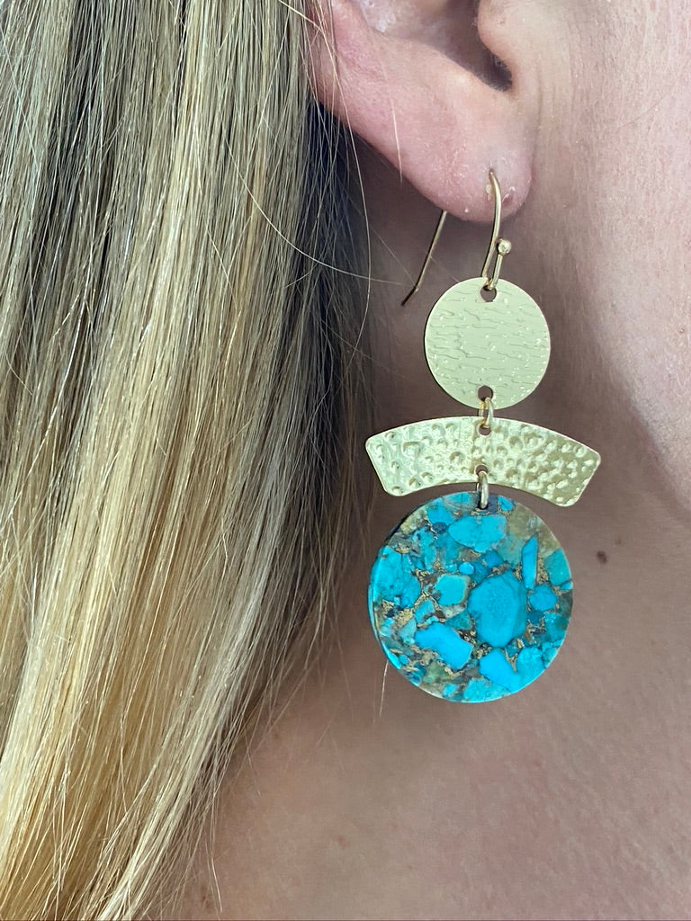Slice of Turquoise Geo Earrings