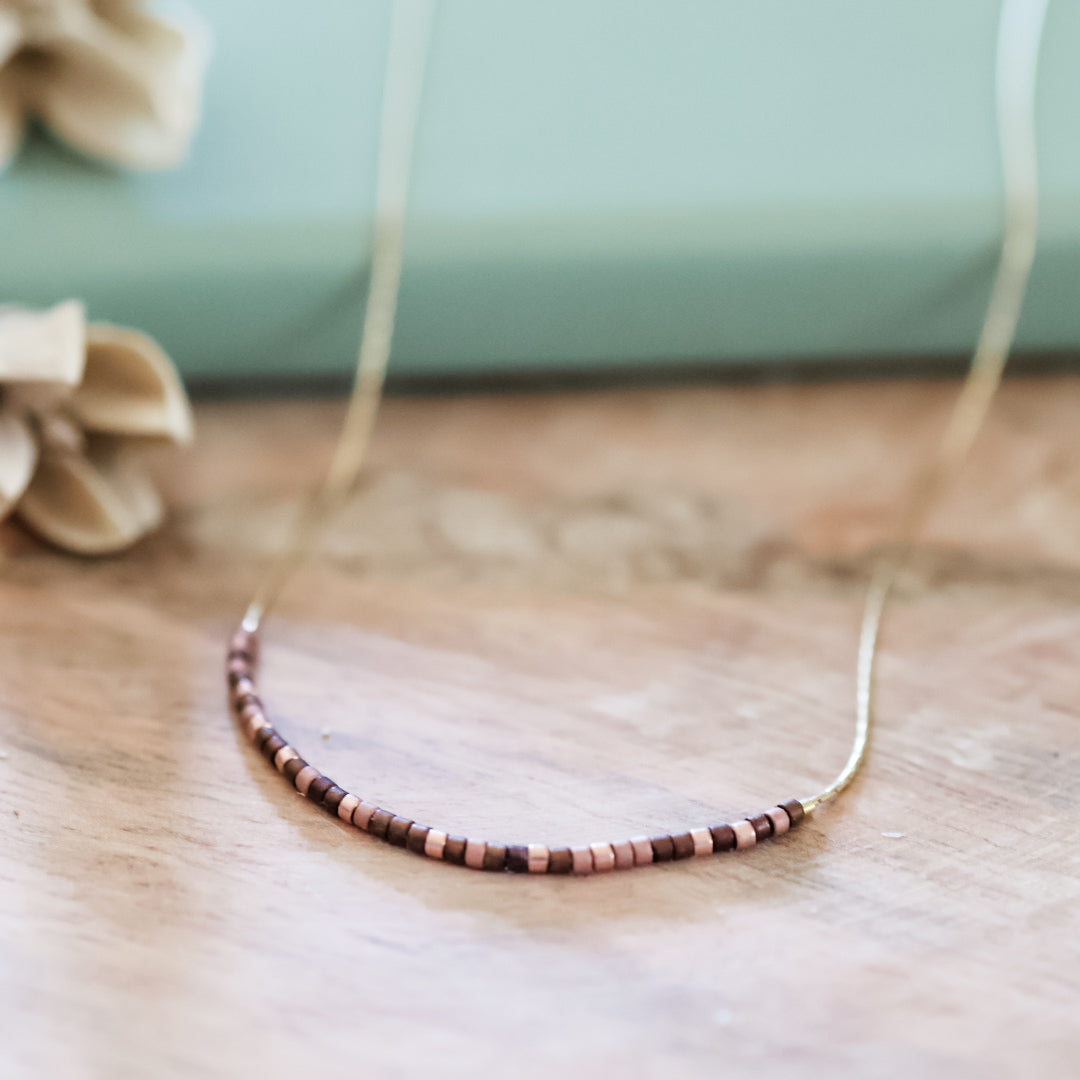 Morse Code Necklace in Mocha