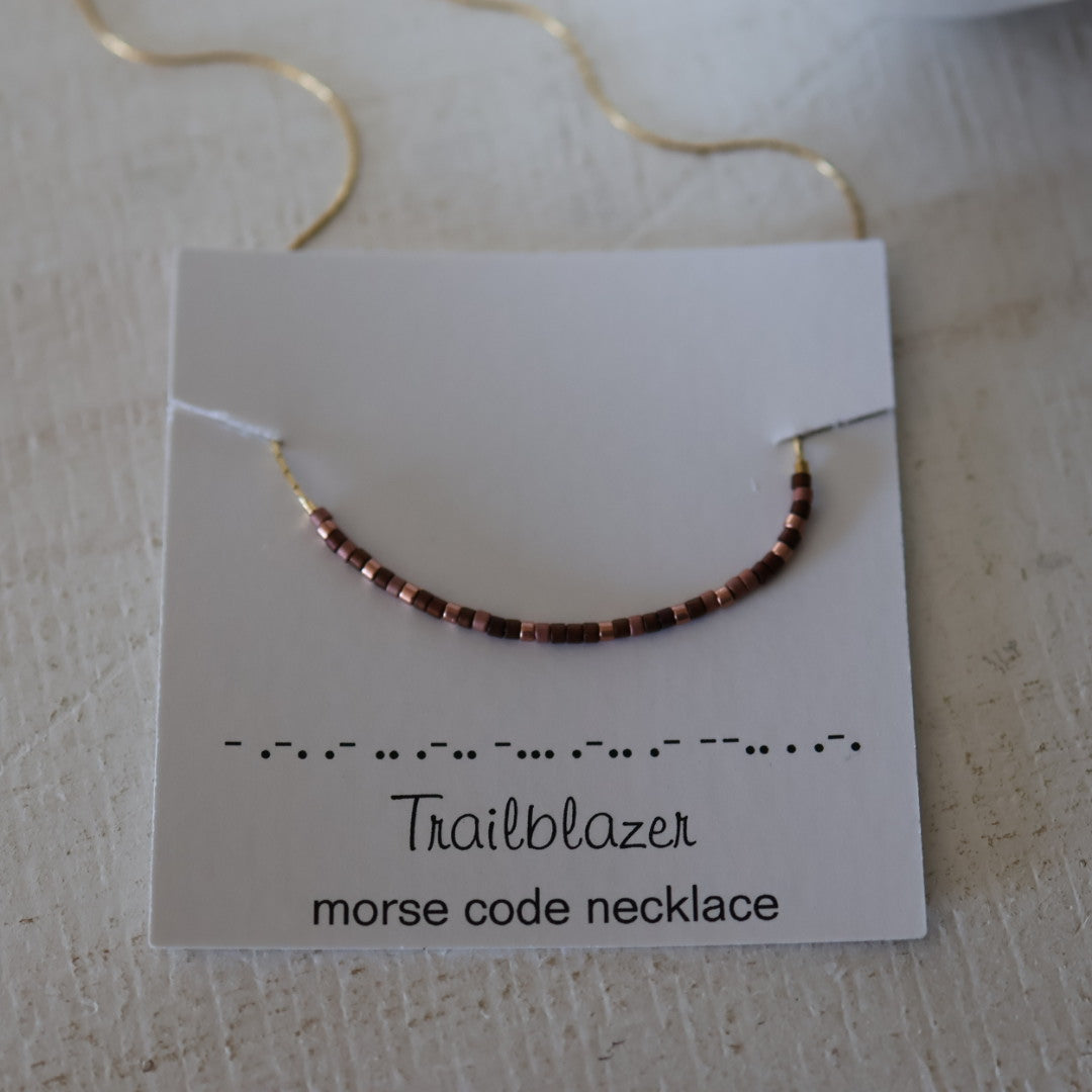 Morse Code Necklace in Mocha