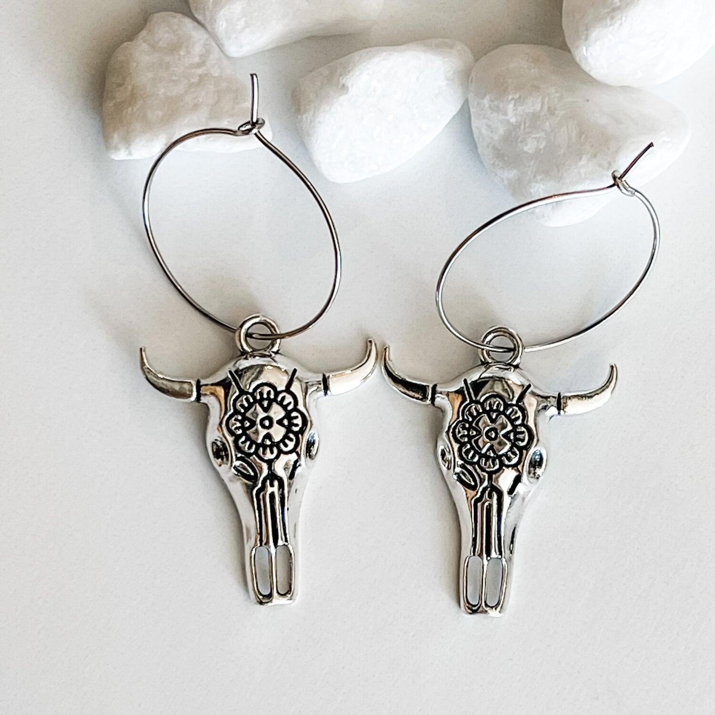Flower Skull Hoops