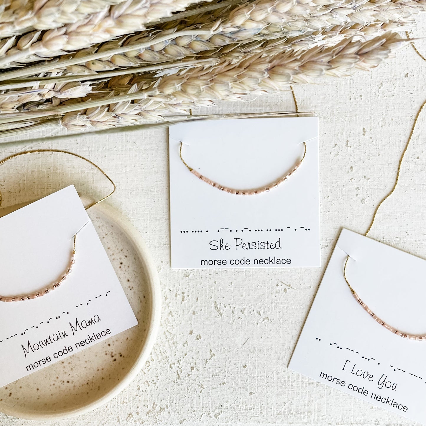 Morse Code Necklace in Desert Sky