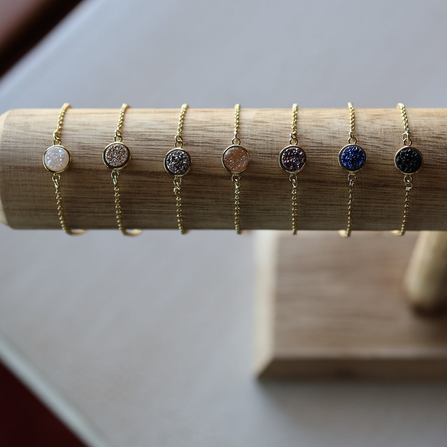 Starlight Druzy Adjustable Bracelet in Rose Gold