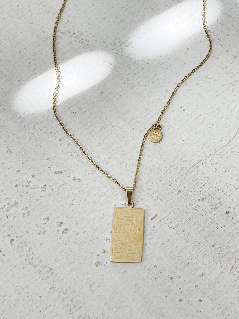 Rectangle Zodiac Pendant Necklace