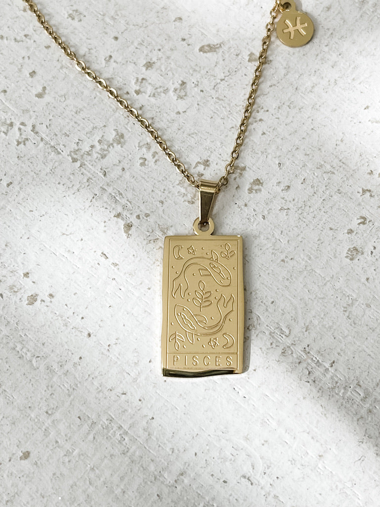 Rectangle Zodiac Pendant Necklace