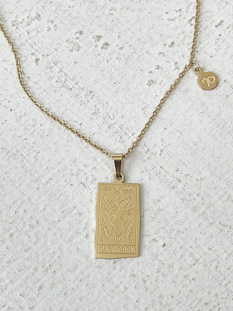 Rectangle Zodiac Pendant Necklace