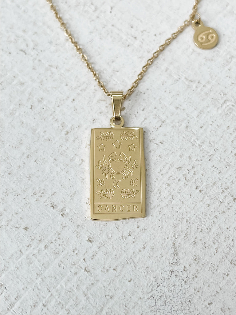 Rectangle Zodiac Pendant Necklace