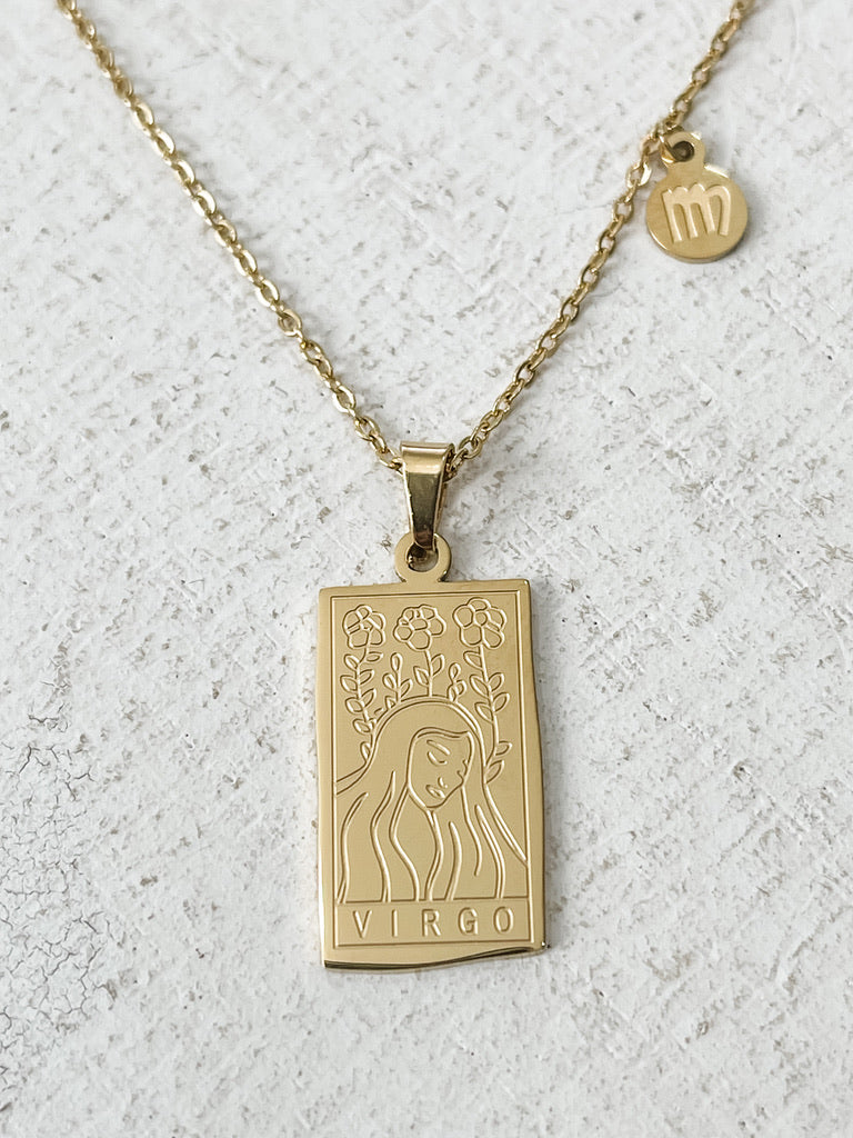 Rectangle Zodiac Pendant Necklace