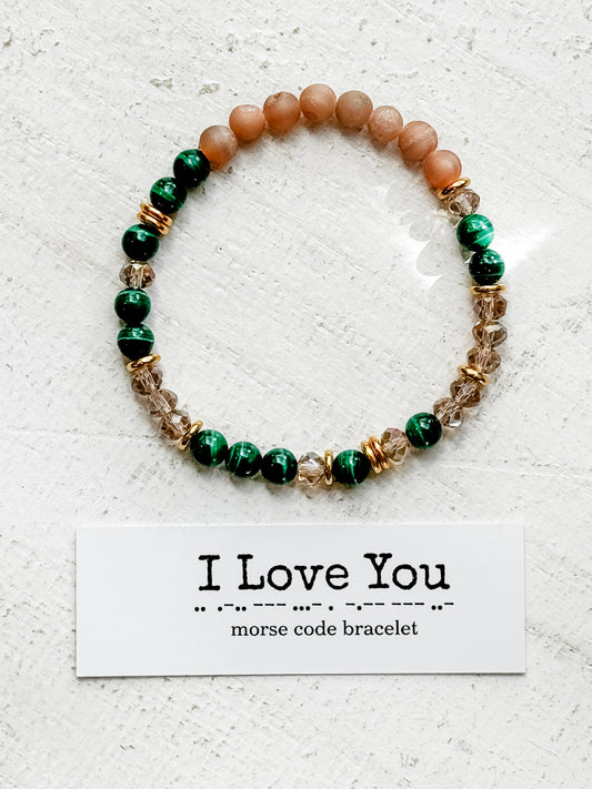 Morse Code Bracelet in Malachite