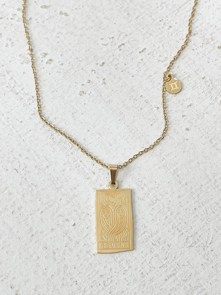 Rectangle Zodiac Pendant Necklace