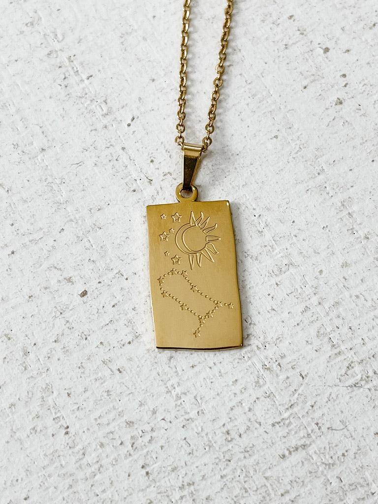 Rectangle Zodiac Pendant Necklace