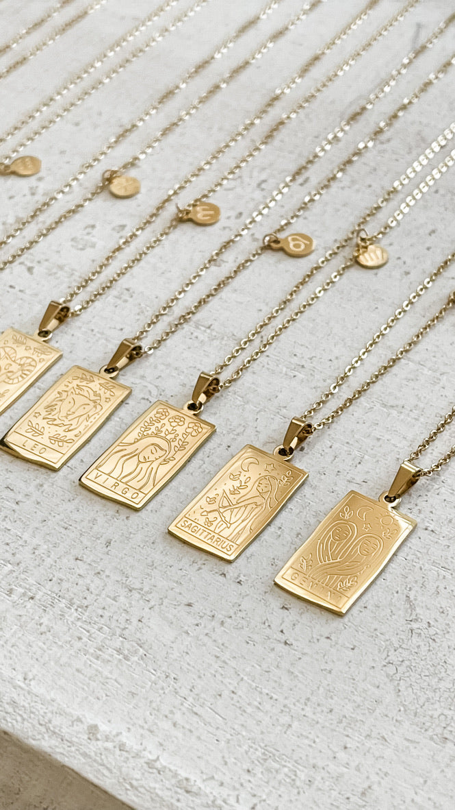 Rectangle Zodiac Pendant Necklace