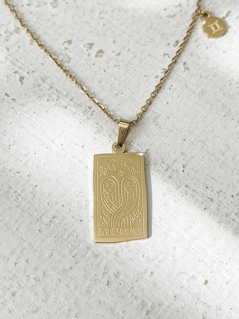 Rectangle Zodiac Pendant Necklace