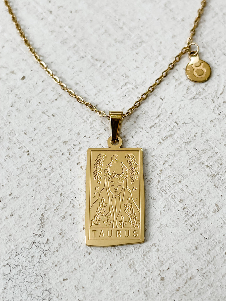 Rectangle Zodiac Pendant Necklace