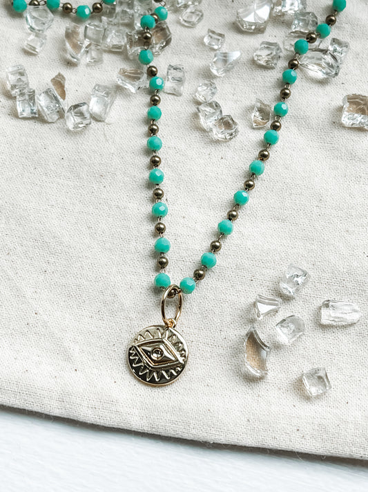 Green turquoise eye necklace